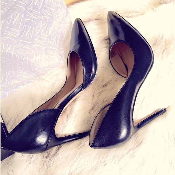 ❤️INC-MACY’s brand 🖤BEAUTIFUL BLACK HEELS 4”❤️NAPPA LEATHER👠D’orsay heels🎁 - Picture 1 of 15